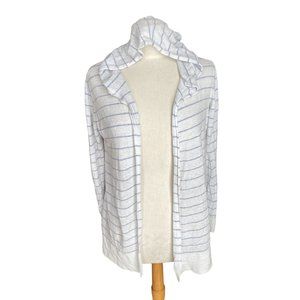Cynthia Rowley 100% Linen Hooded Striped Cardigan Nautical Coast Grandma Beach-M